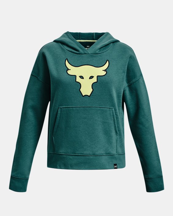 Girls' Project Rock Heavyweight Terry Brahma Bull Hoodie in Green image number 0